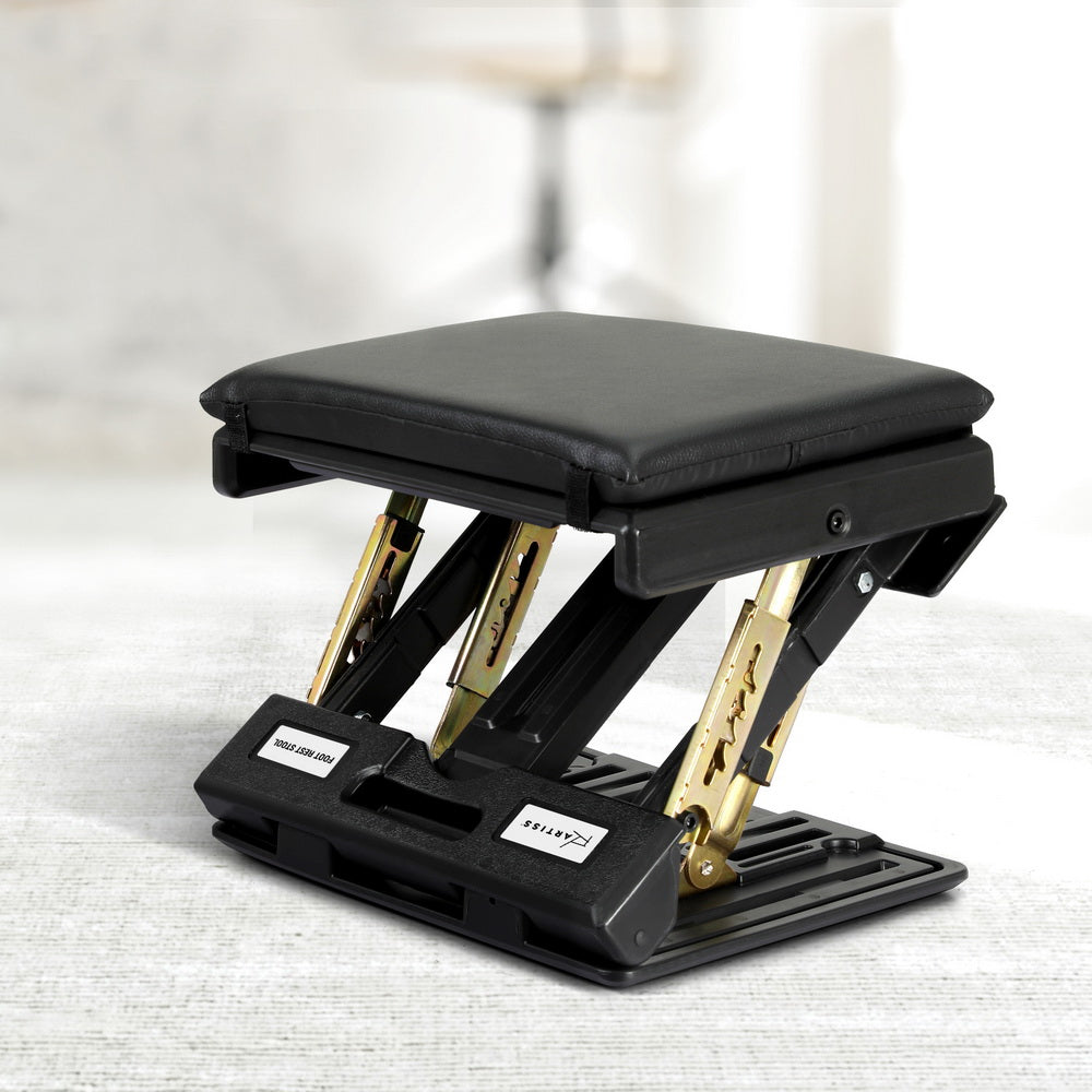 Artiss Adjustable Foot Rest Stool Black Massage Cushion Office