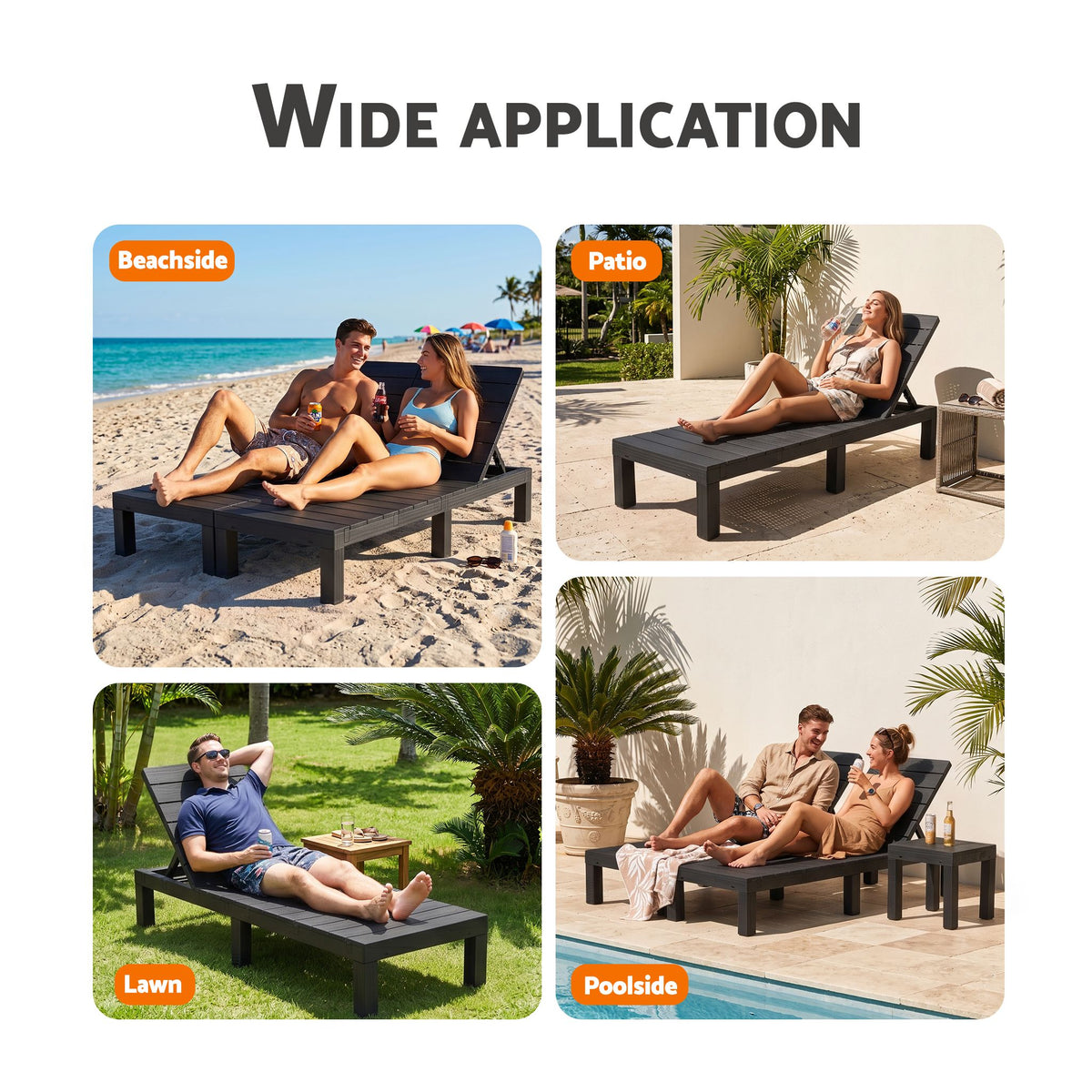 Gardeon Foldable Sun Lounger Outdoor Recliner Patio Chair Black