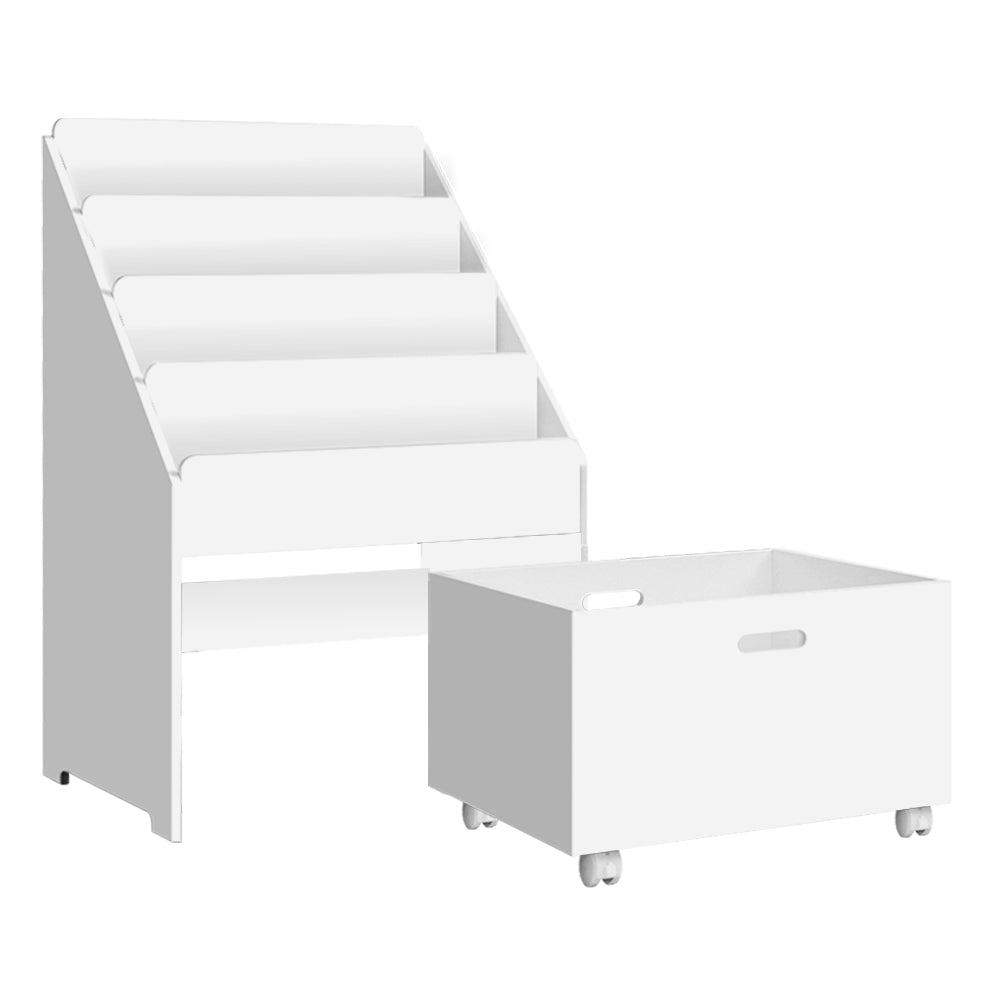 Keezi Kids Bookshelf 4 Tiers White Storage Organiser with Drawers