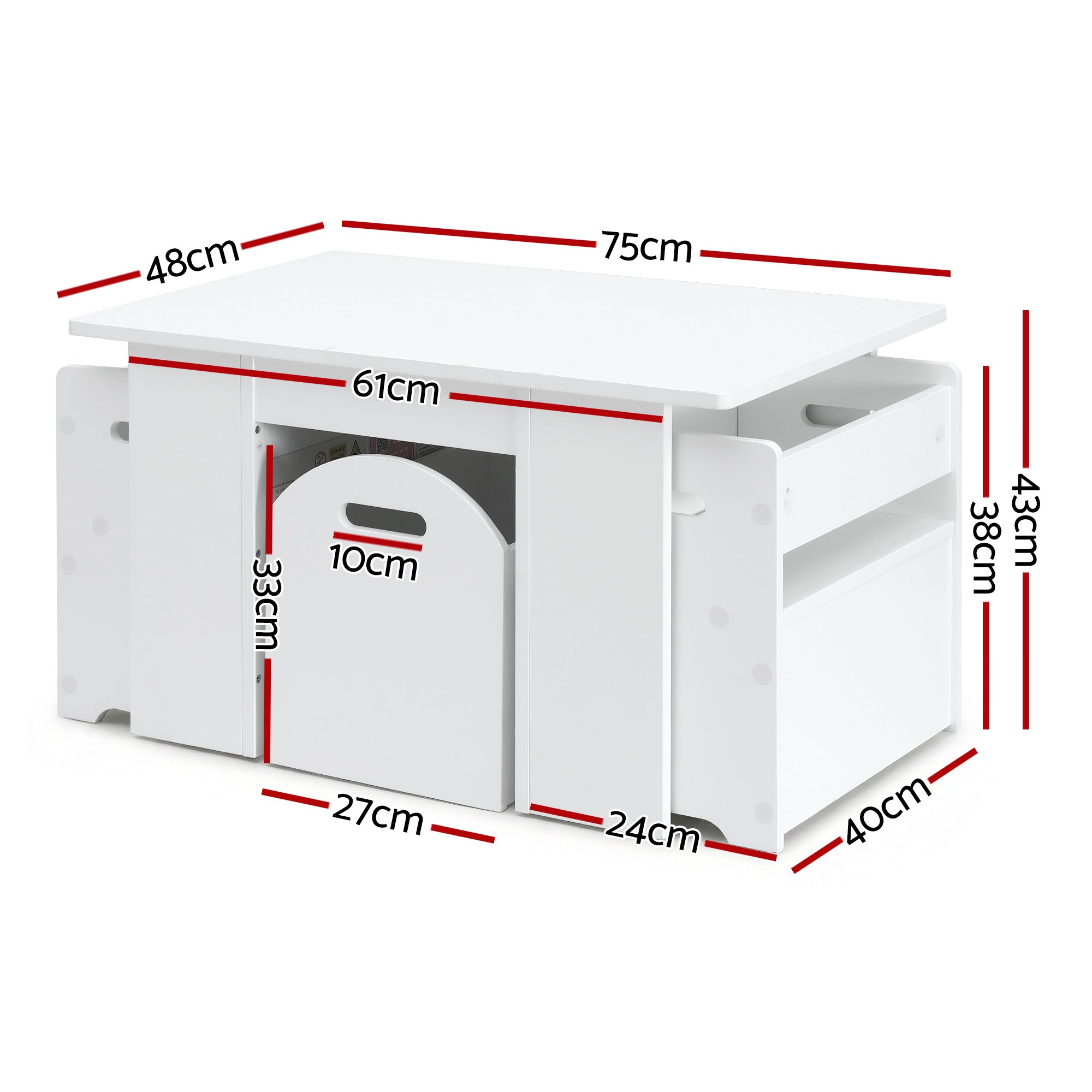 Keezi 3PCS Kids Table and Chairs Set Storage Toys Play Activity Desk