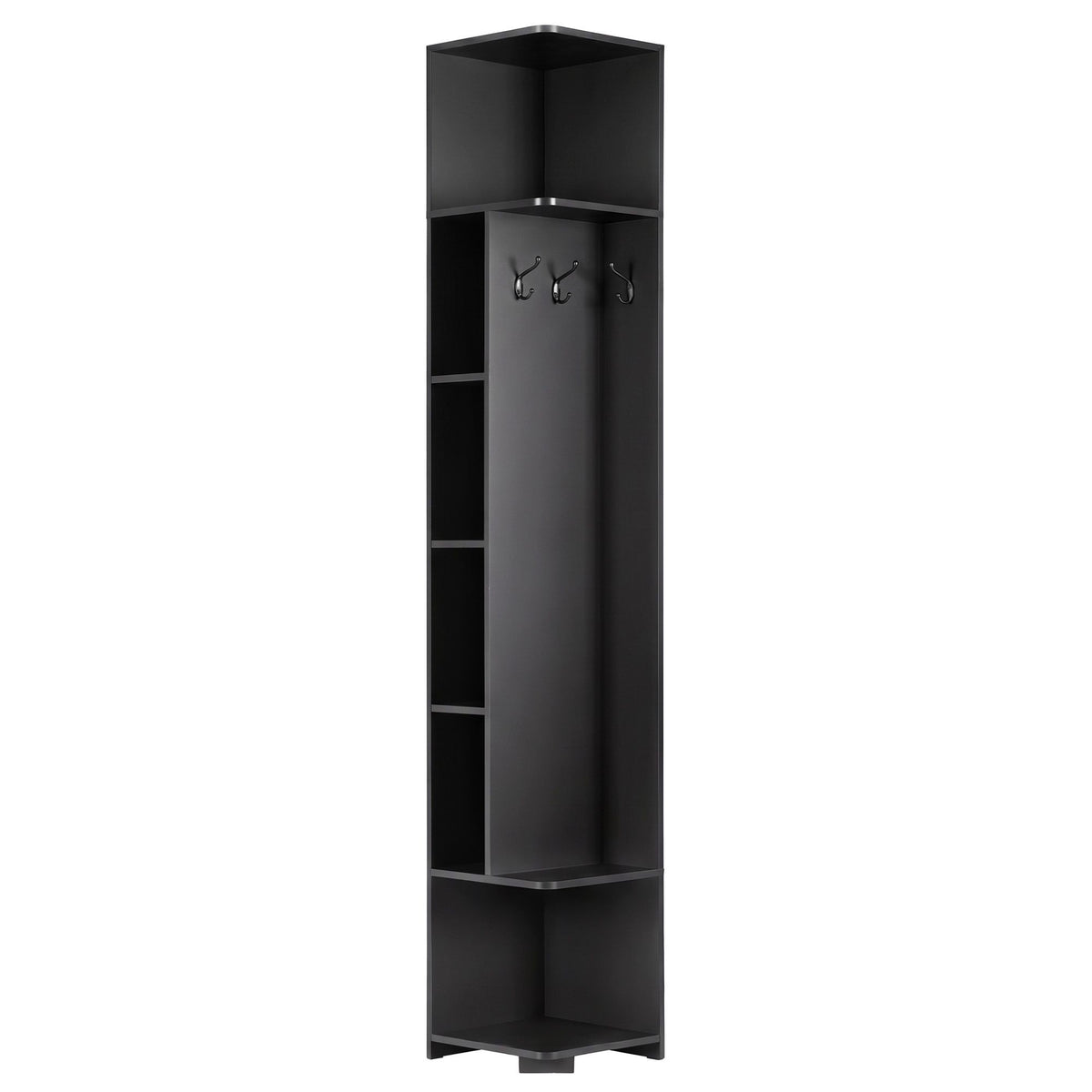 Artiss 6-Tier Corner Bookshelf with Coat Rack Black