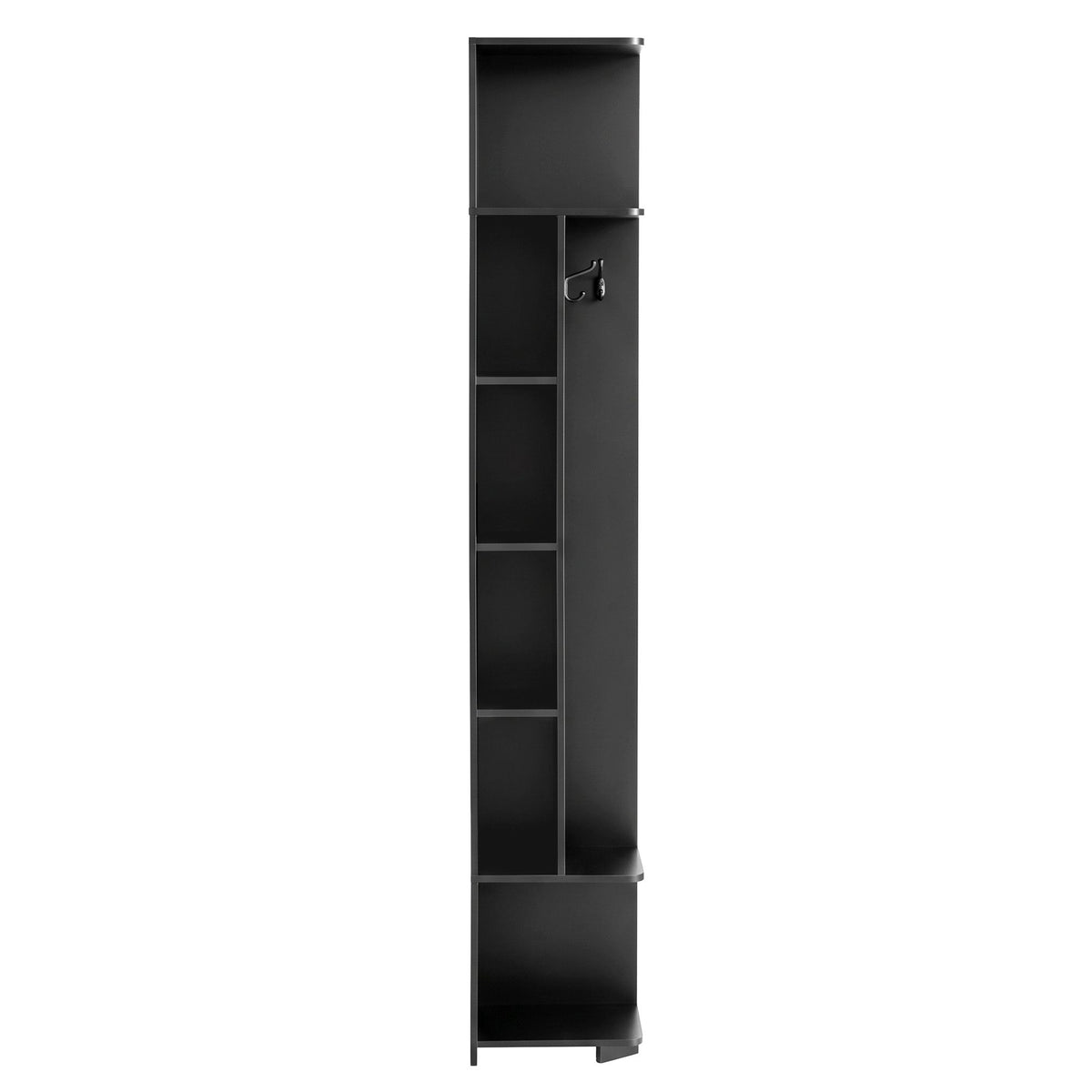 Artiss 6-Tier Corner Bookshelf with Coat Rack Black