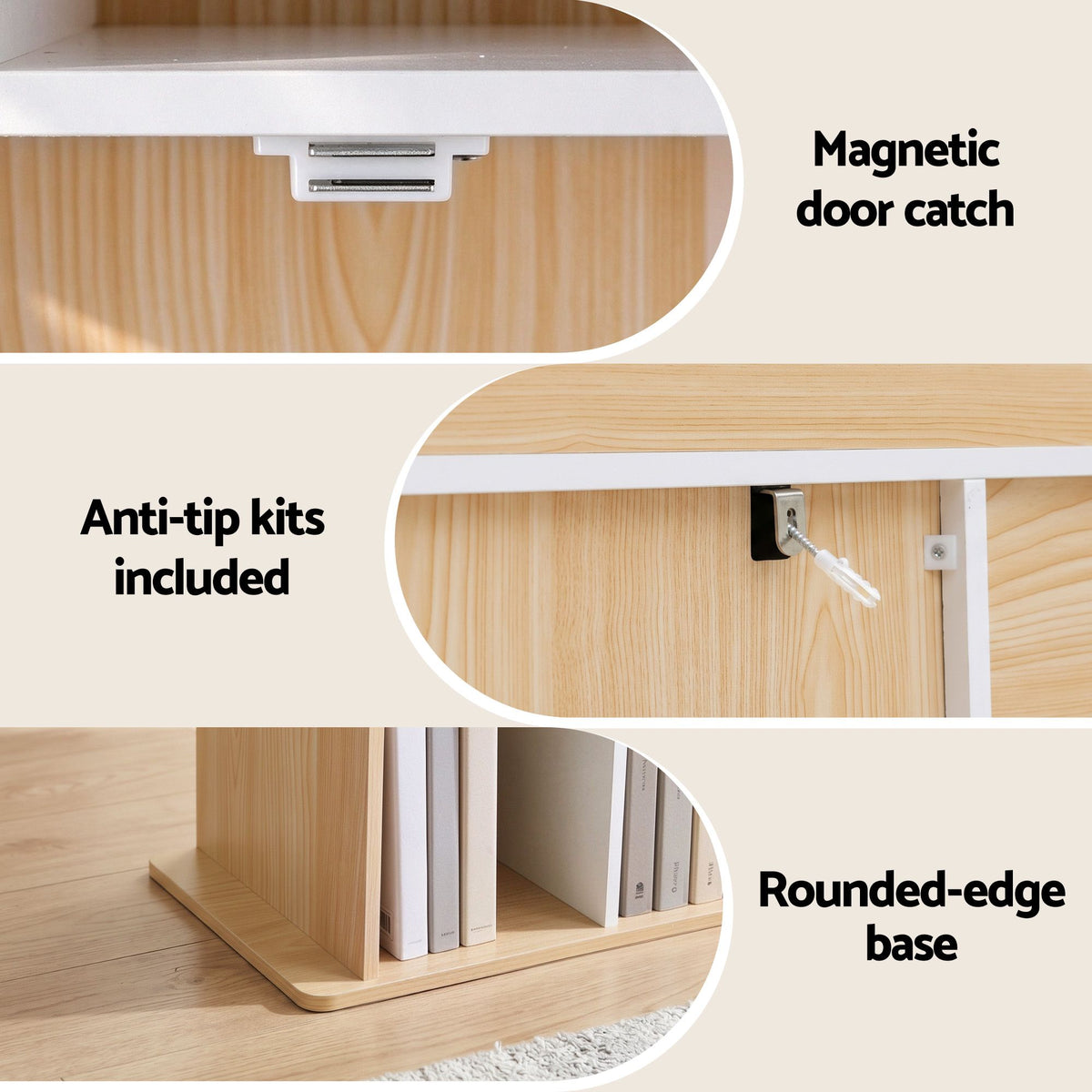 Artiss Kids House Bookshelf 4 Tier Storage Cabinet White Pine