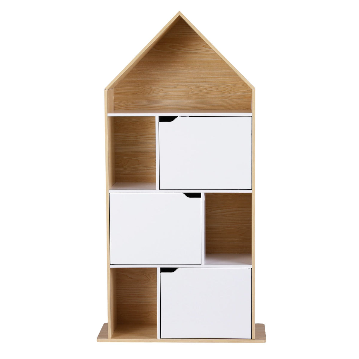 Artiss Kids House Bookshelf 4 Tier Storage Cabinet White Pine