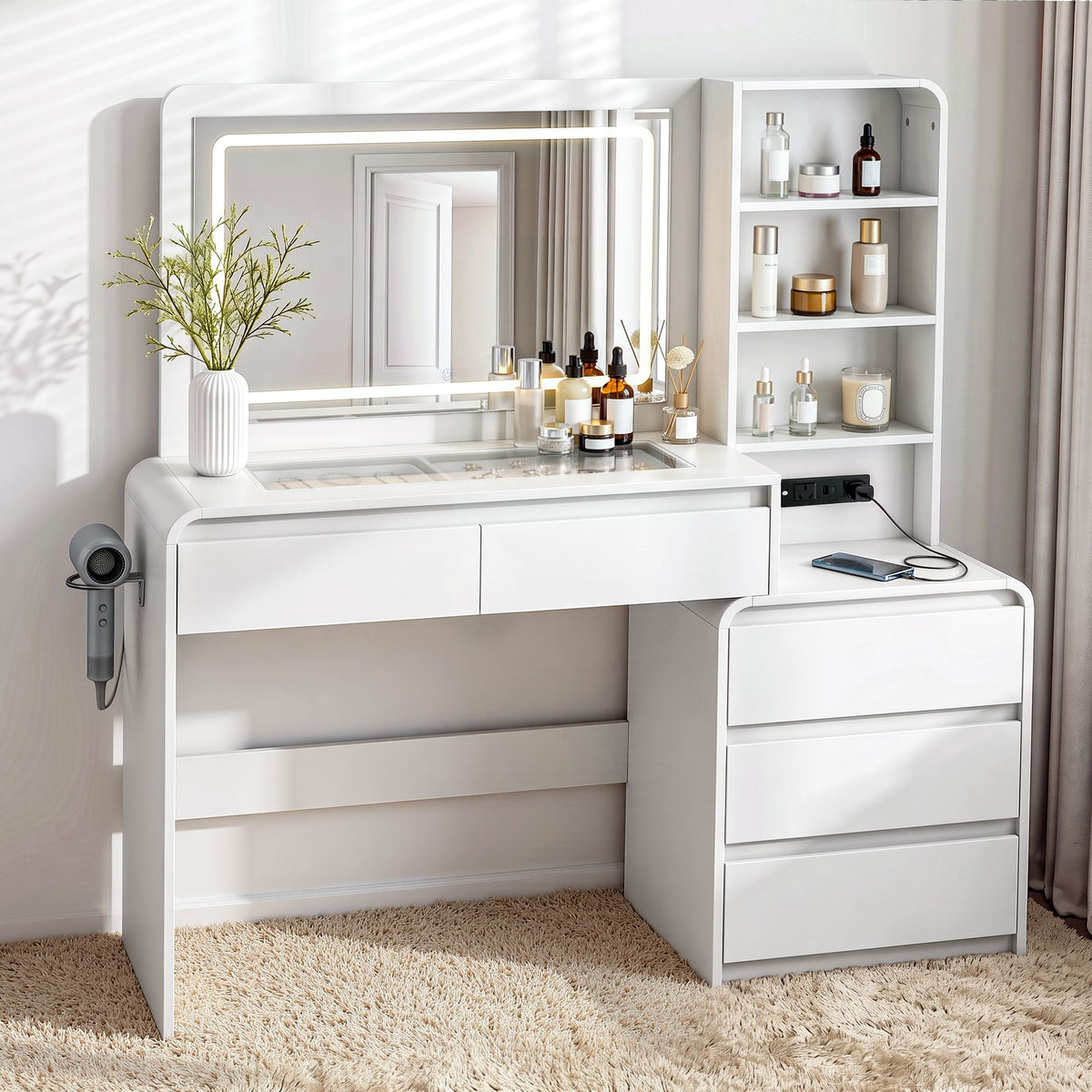 Artiss Dressing Table Makeup Vanity Desk with LED Mirror White