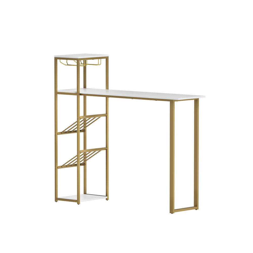 Blair 150cm Bar Table Wine Rack Storage Shelf White Gold