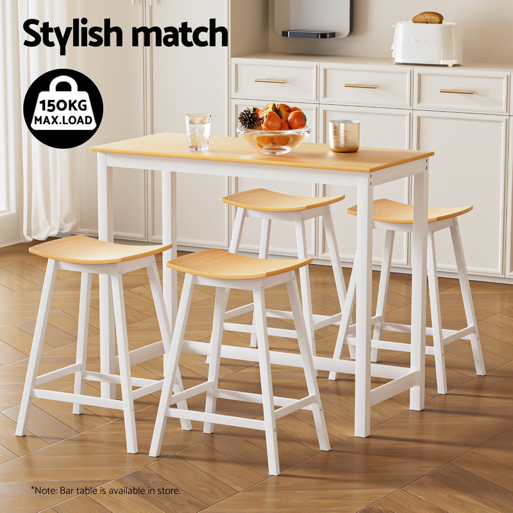Ari 4x Bar Stools Wooden Chairs Pine & White