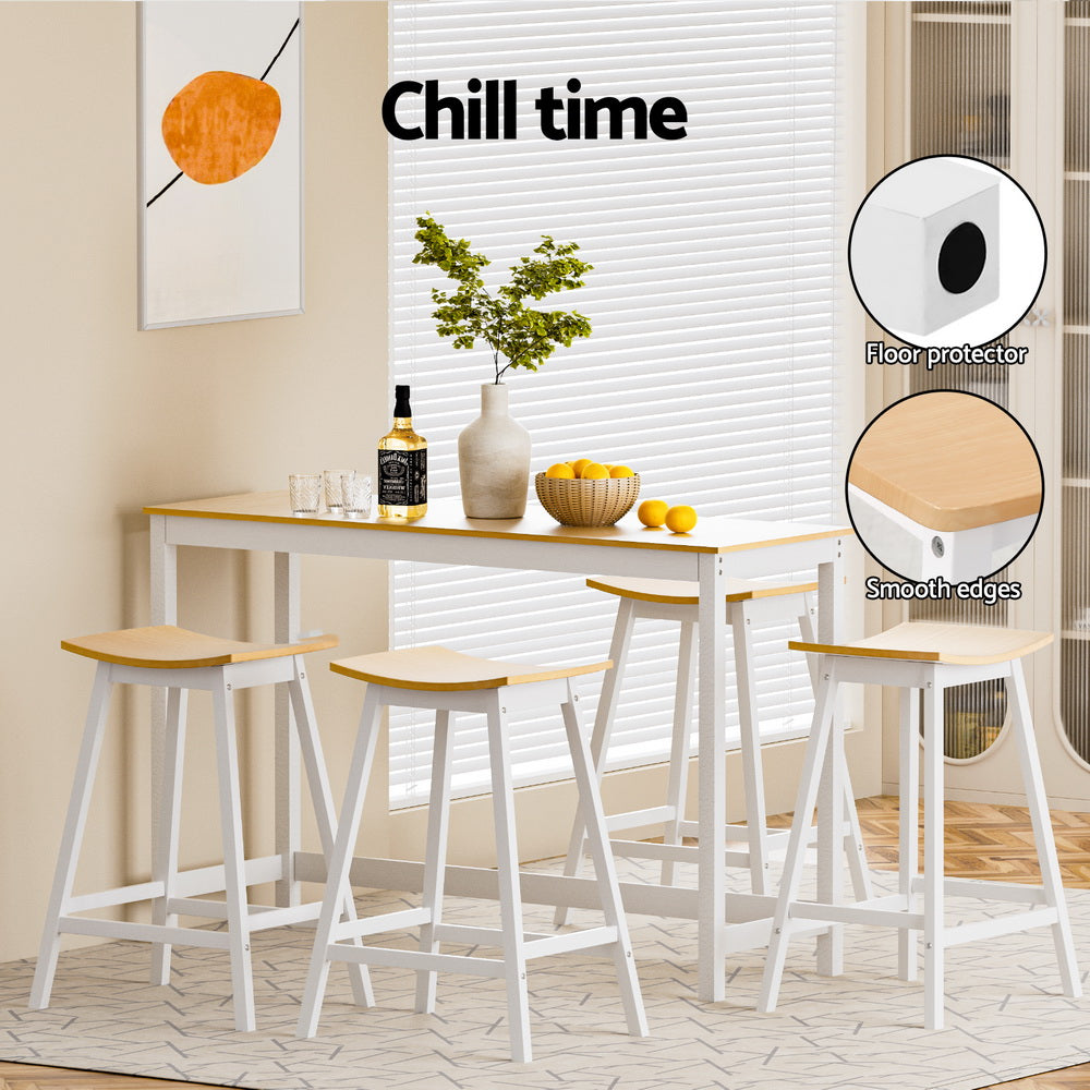Ari 4x Bar Stools Wooden Chairs Pine & White