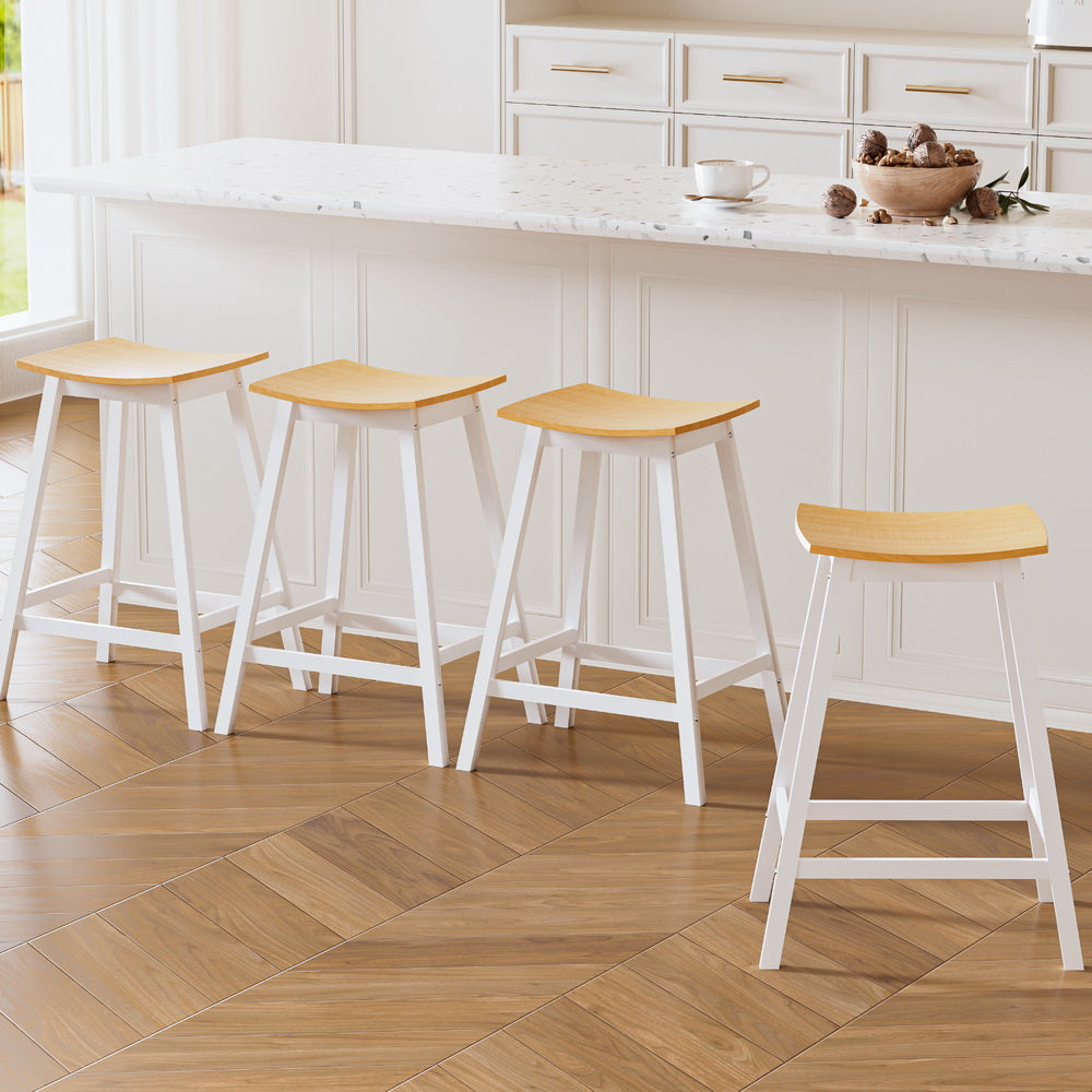Ari 4x Bar Stools Wooden Chairs Pine & White