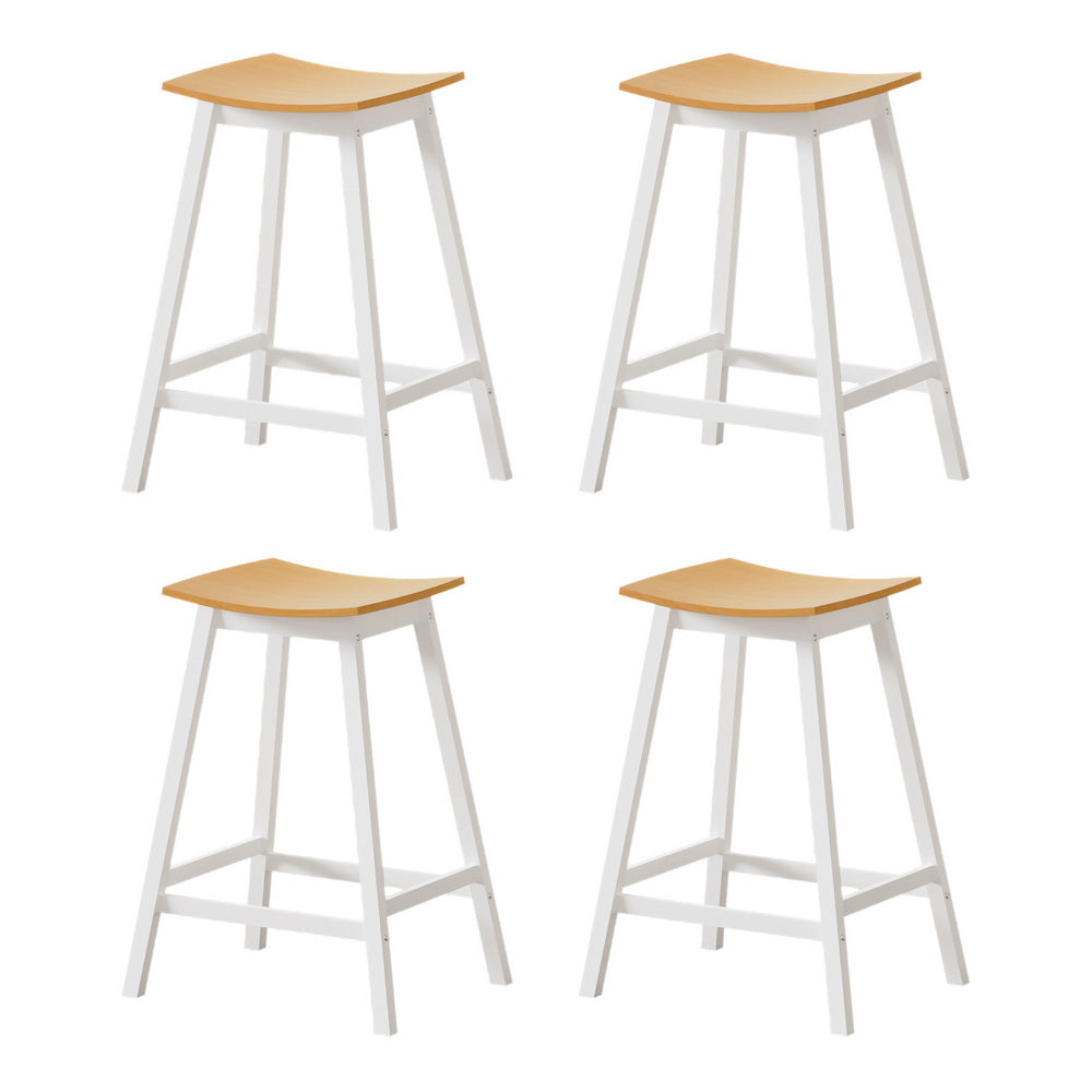 Ari 4x Bar Stools Wooden Chairs Pine & White