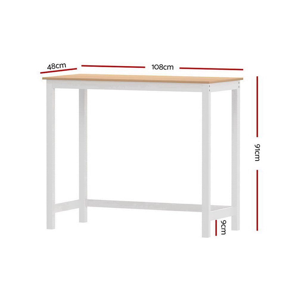 Ari 108cm Rectangular Bar Table Pine & White
