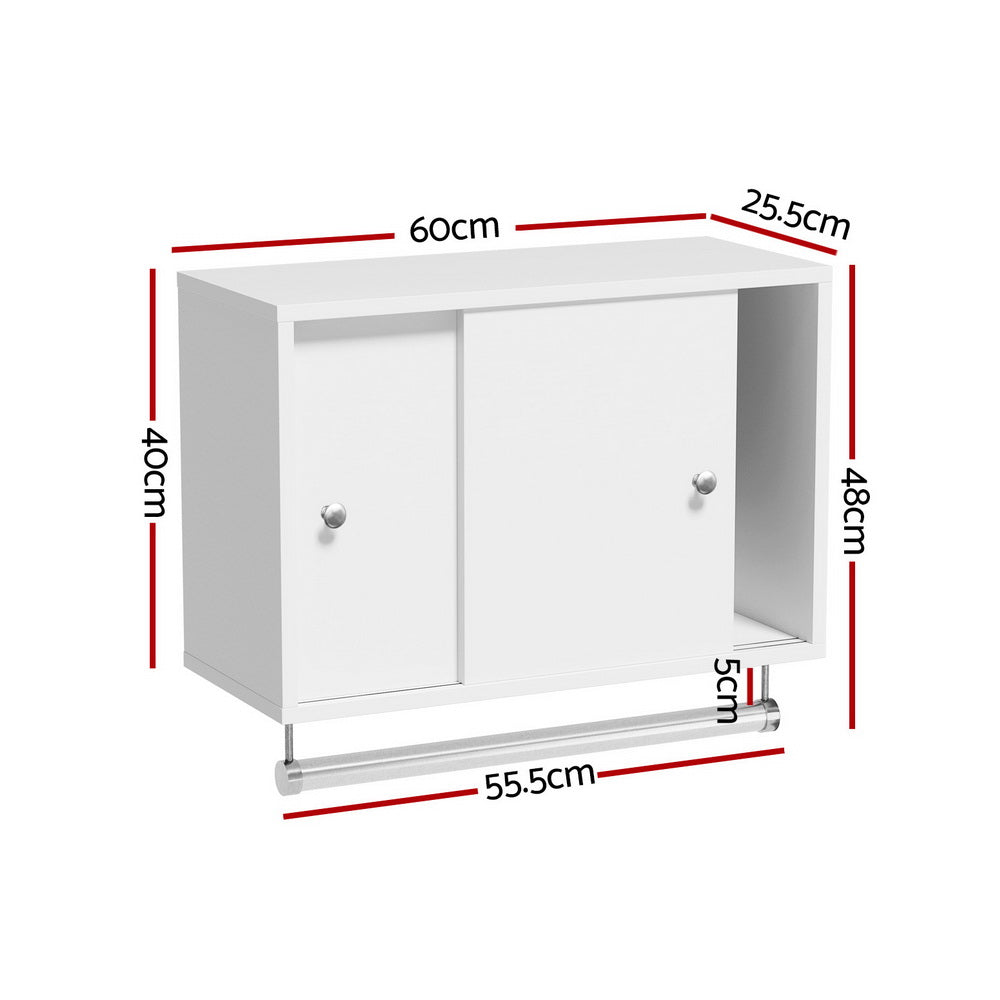 Artiss Wall-Mount Bathroom Storage Cabinet White MDF