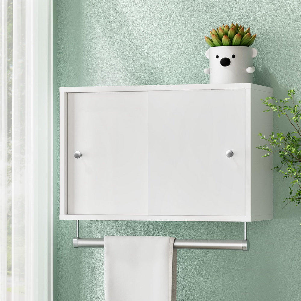 Artiss Wall-Mount Bathroom Storage Cabinet White MDF