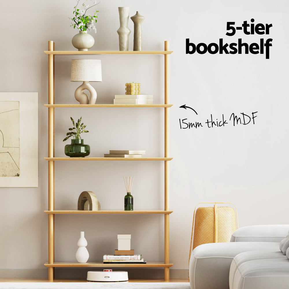Artiss 5-Tier Bookshelf Wooden Display Shelves Pine