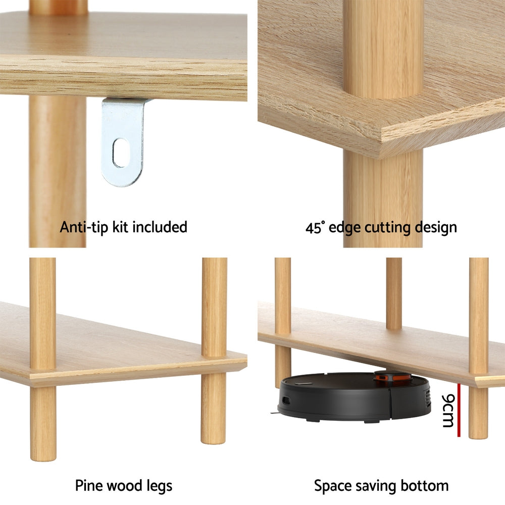 Artiss 3-Tier Bookshelf Wooden Display Shelves Pine