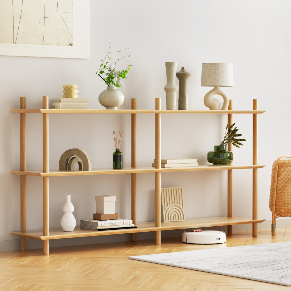 Artiss 3-Tier Bookshelf Wooden Display Shelves Pine