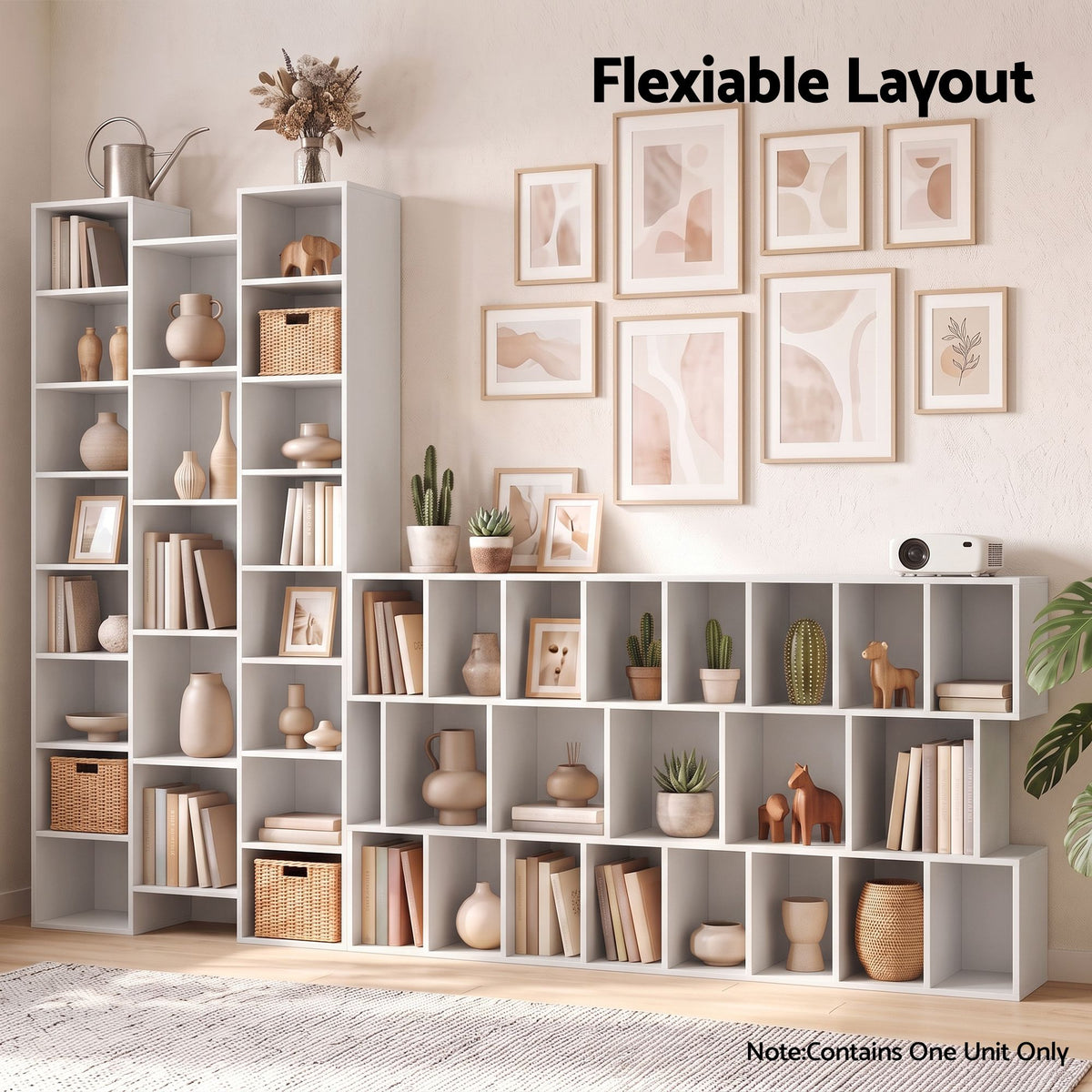 Artiss Tall Bookcase with 21 Compartments Display Shelves White