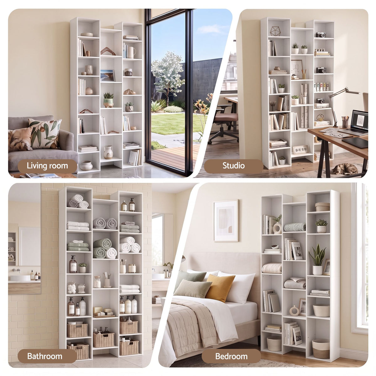 Artiss Tall Bookcase with 21 Compartments Display Shelves White