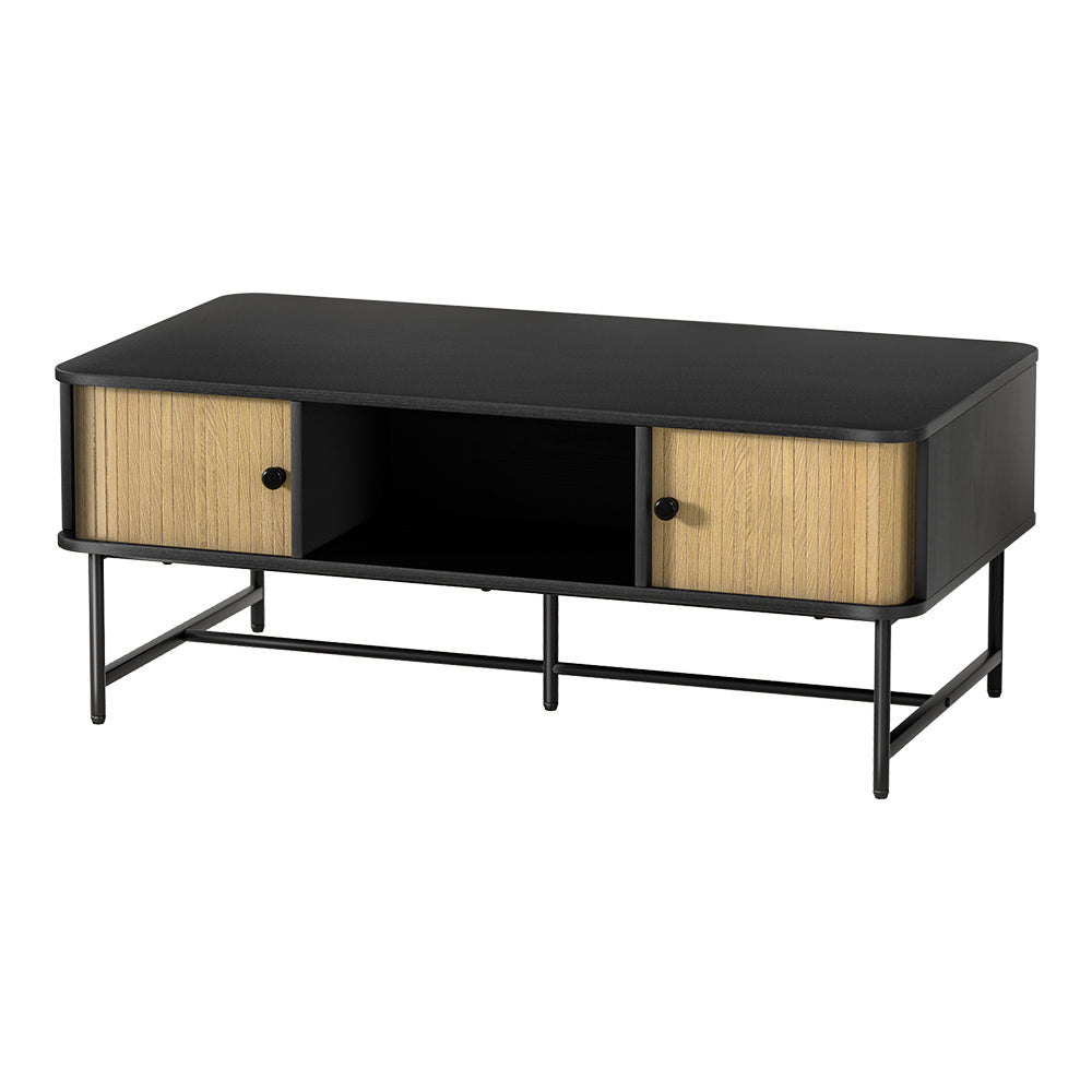 Boris Coffee Table Sliding Drawer Black Pine Two-Tone