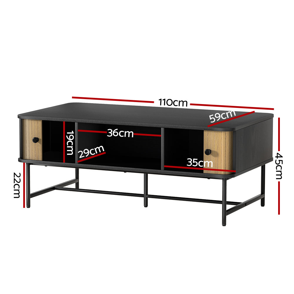 Boris Coffee Table Sliding Drawer Black Pine Two-Tone