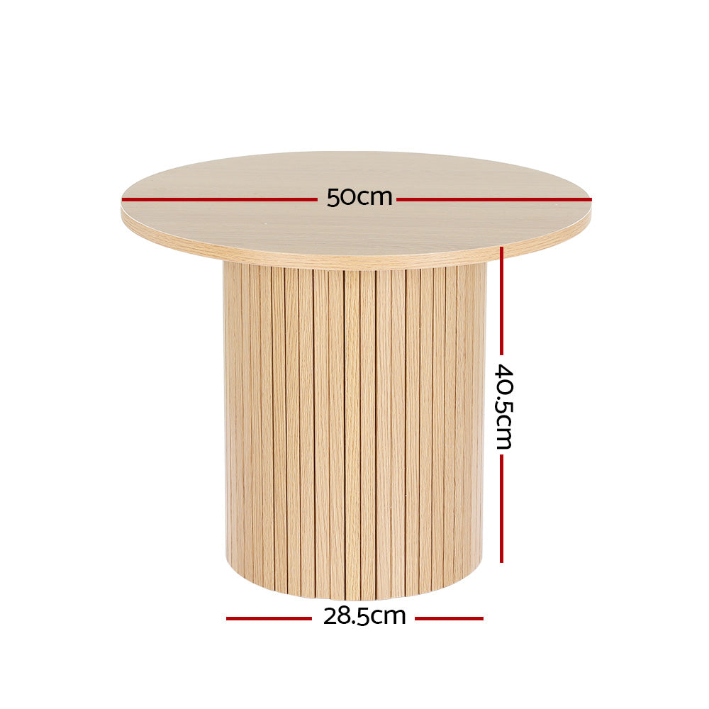 PIIA Round Coffee Table Fluted Base Pine