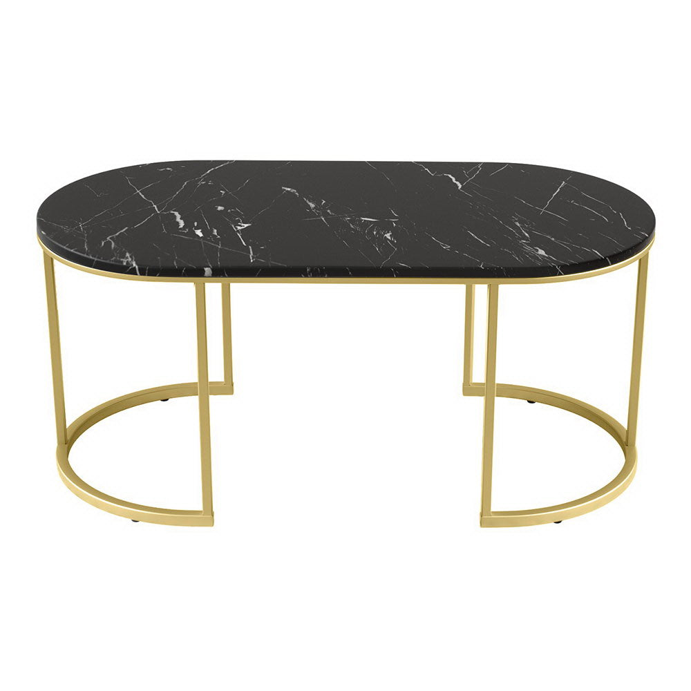 Marble Finish Coffee Table with Metal Frame, Artiss