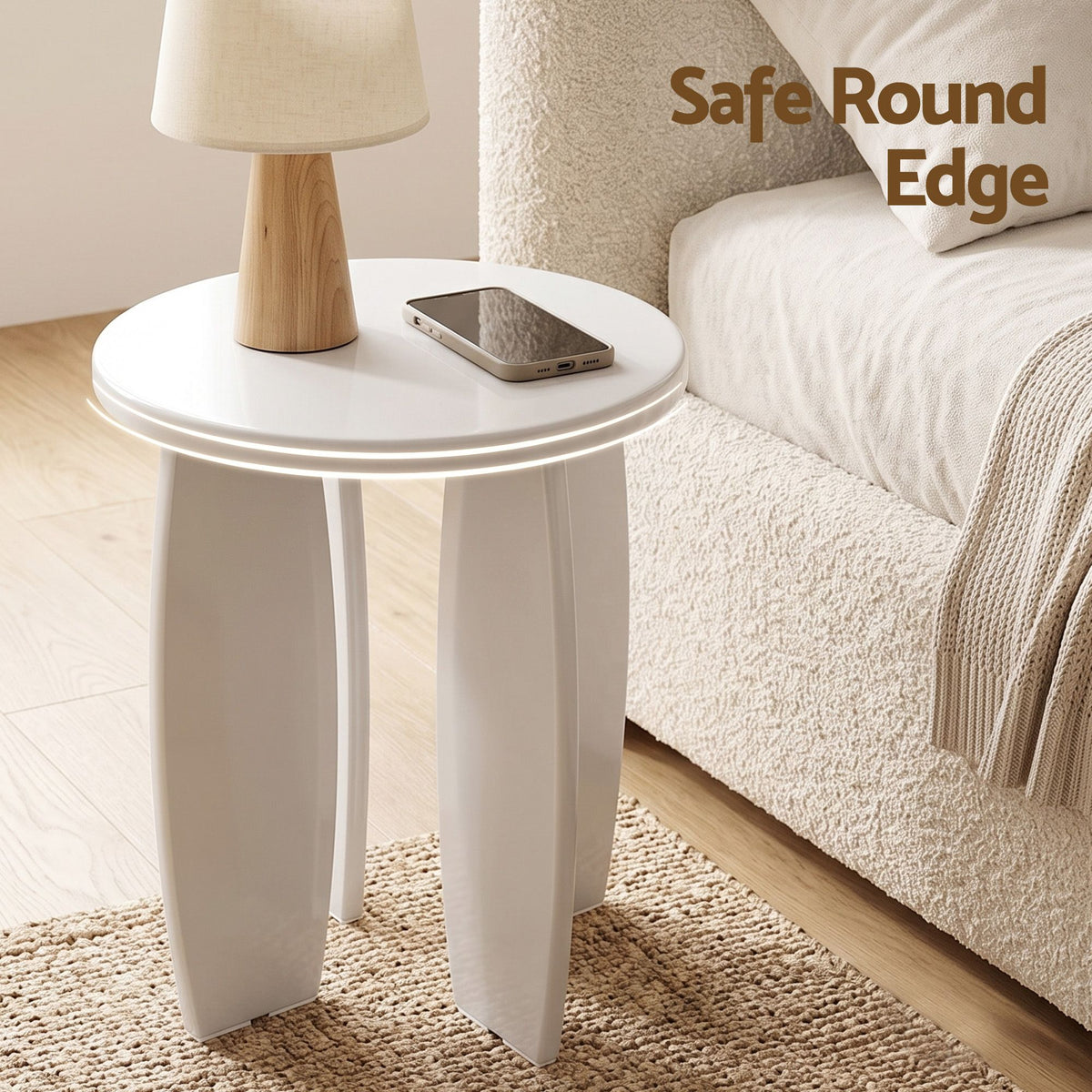 Artiss Round End Table Set of 2 Coffee Table 40x45cm Cream white