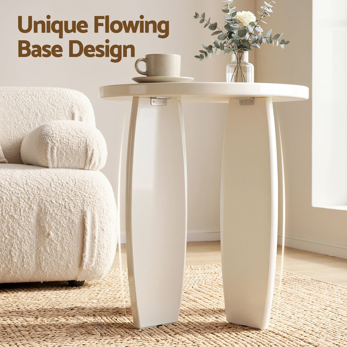 Artiss Round End Table Set of 2 Coffee Table 40x45cm Cream white