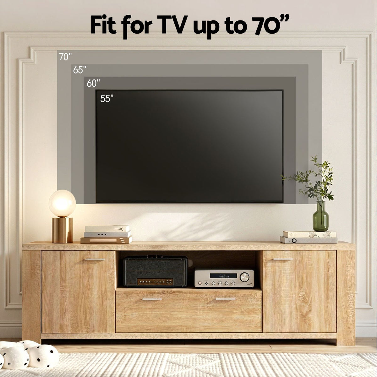 Artiss 180cm TV Entertainment Unit with Storage Drawer Pine