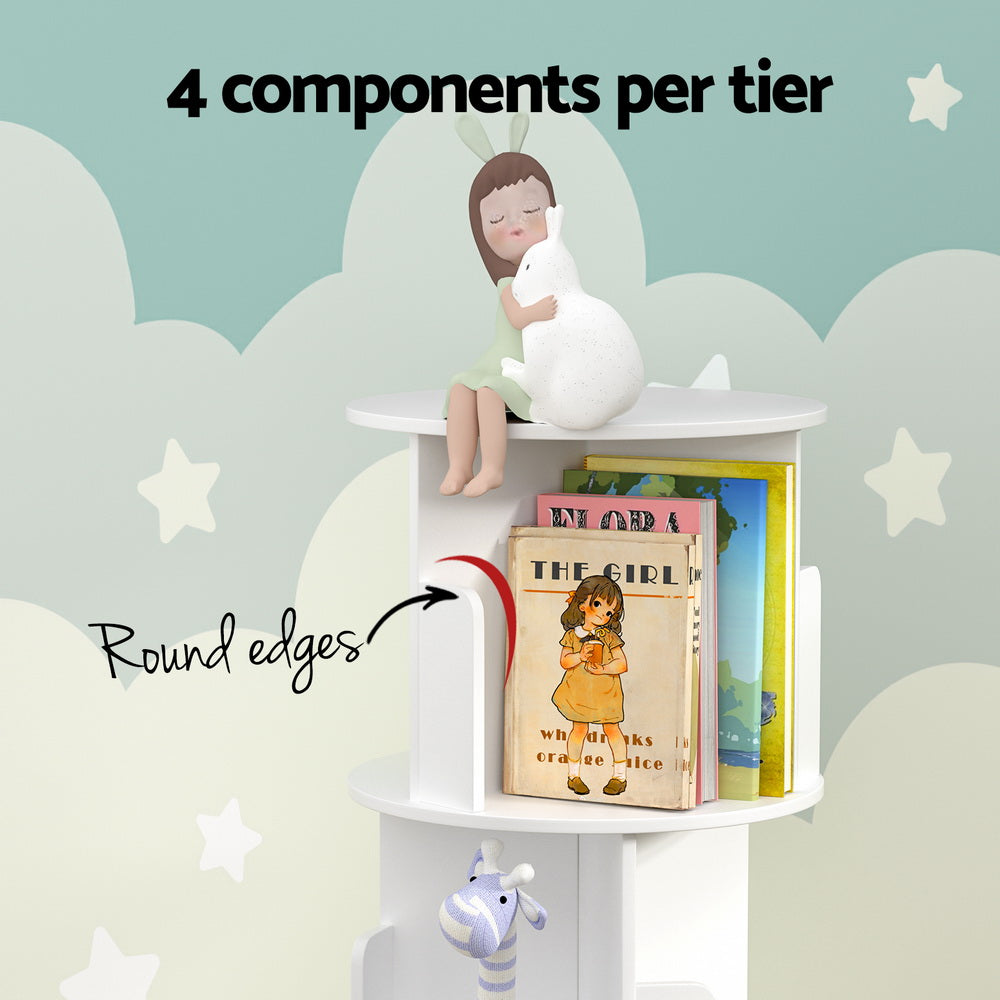 EDIE 4-Tier Bookshelf Rotating White