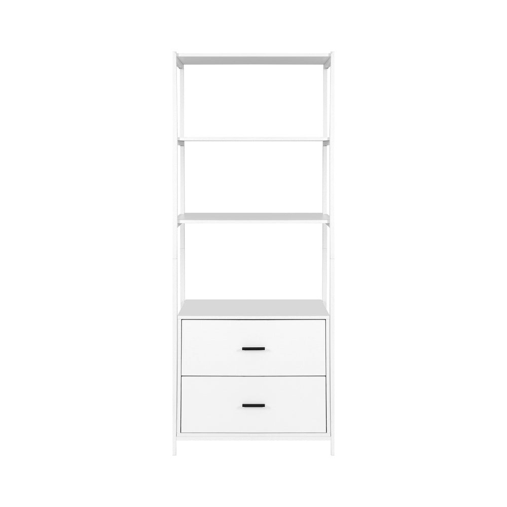 3-Tier Bookshelf with 2 Drawers, Anti-Tip Kit, White - Artiss