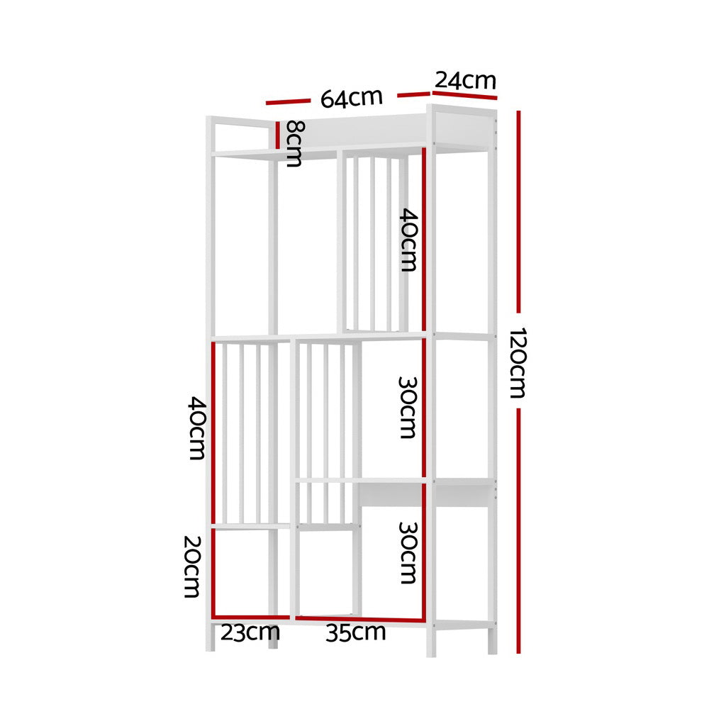 5-Tier White Bookshelf, Multi-Compartment, Metal Frame – Artiss