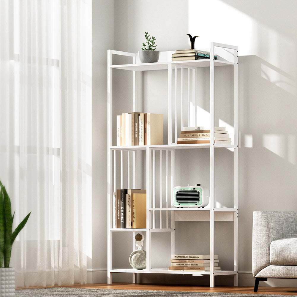 5-Tier White Bookshelf, Multi-Compartment, Metal Frame – Artiss