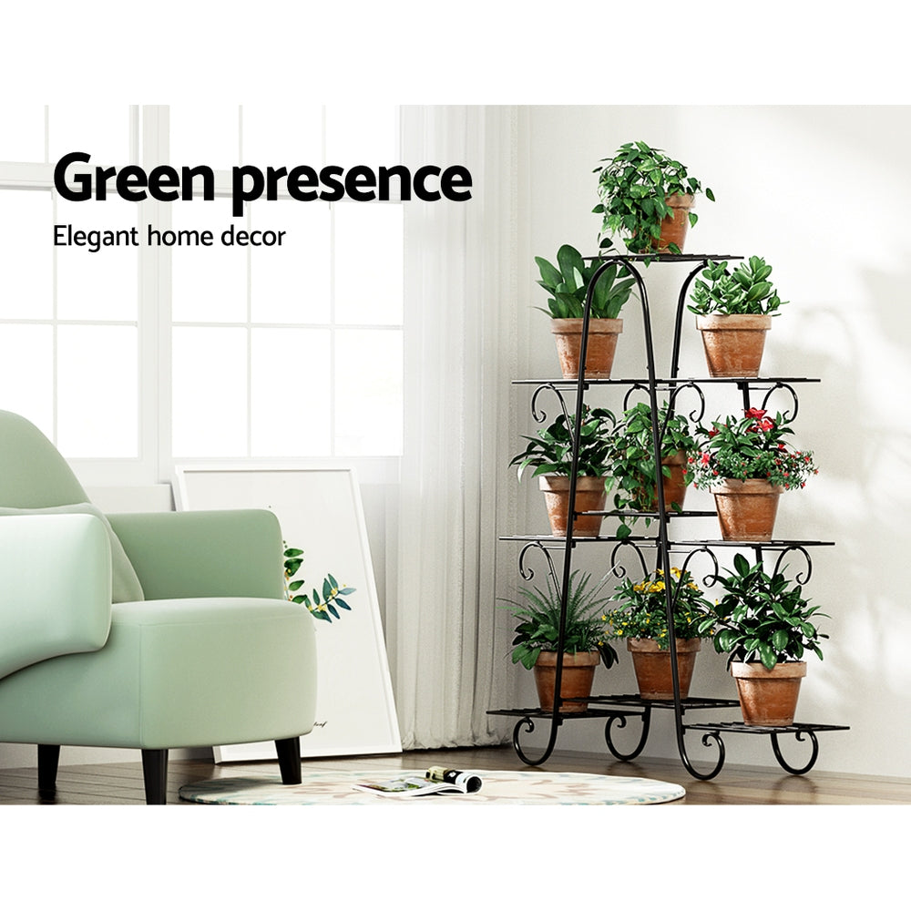 Verity 9-Tier Metal Plant Stand Black