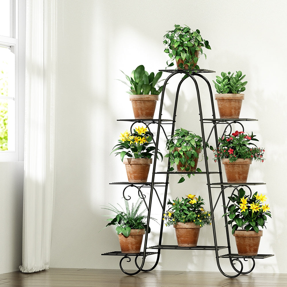 Verity 9-Tier Metal Plant Stand Black