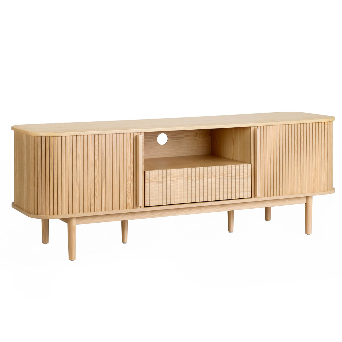 Artiss 160cm TV Unit Entertainment Cabinet with Fluted Doors, Pine
