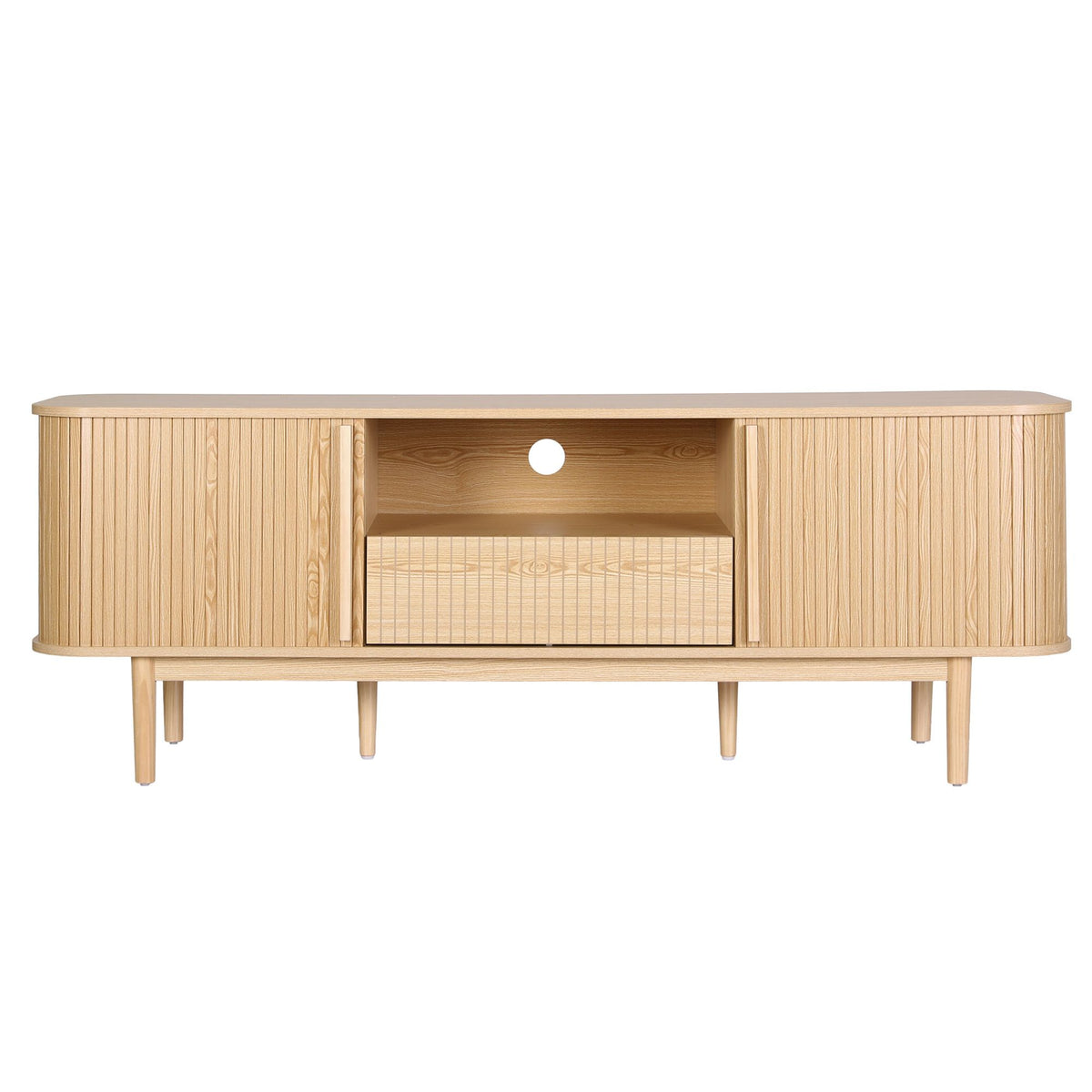 Artiss 160cm TV Unit Entertainment Cabinet with Fluted Doors, Pine