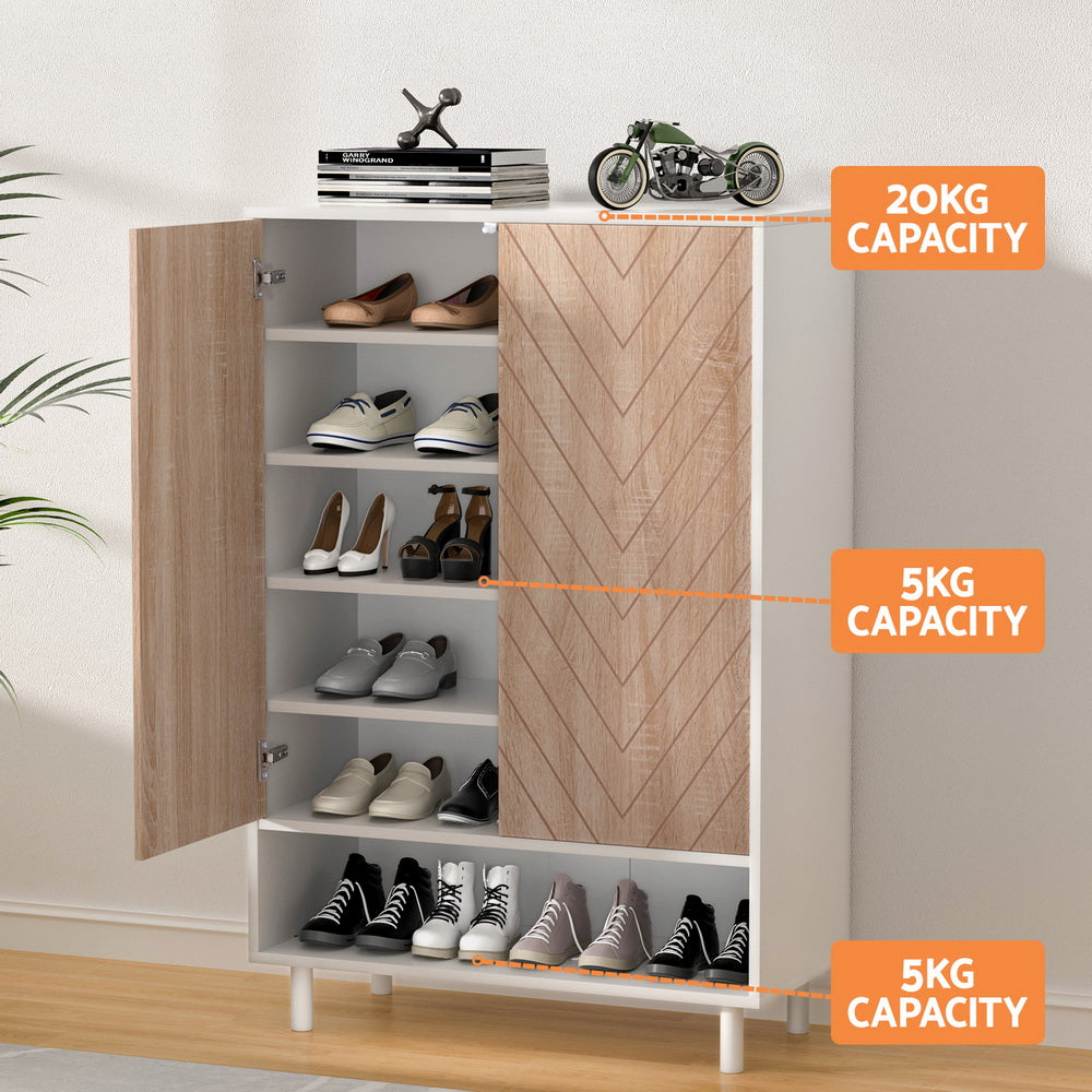 Artiss 6-Tier Shoe Rack Cabinet 24 Pairs White