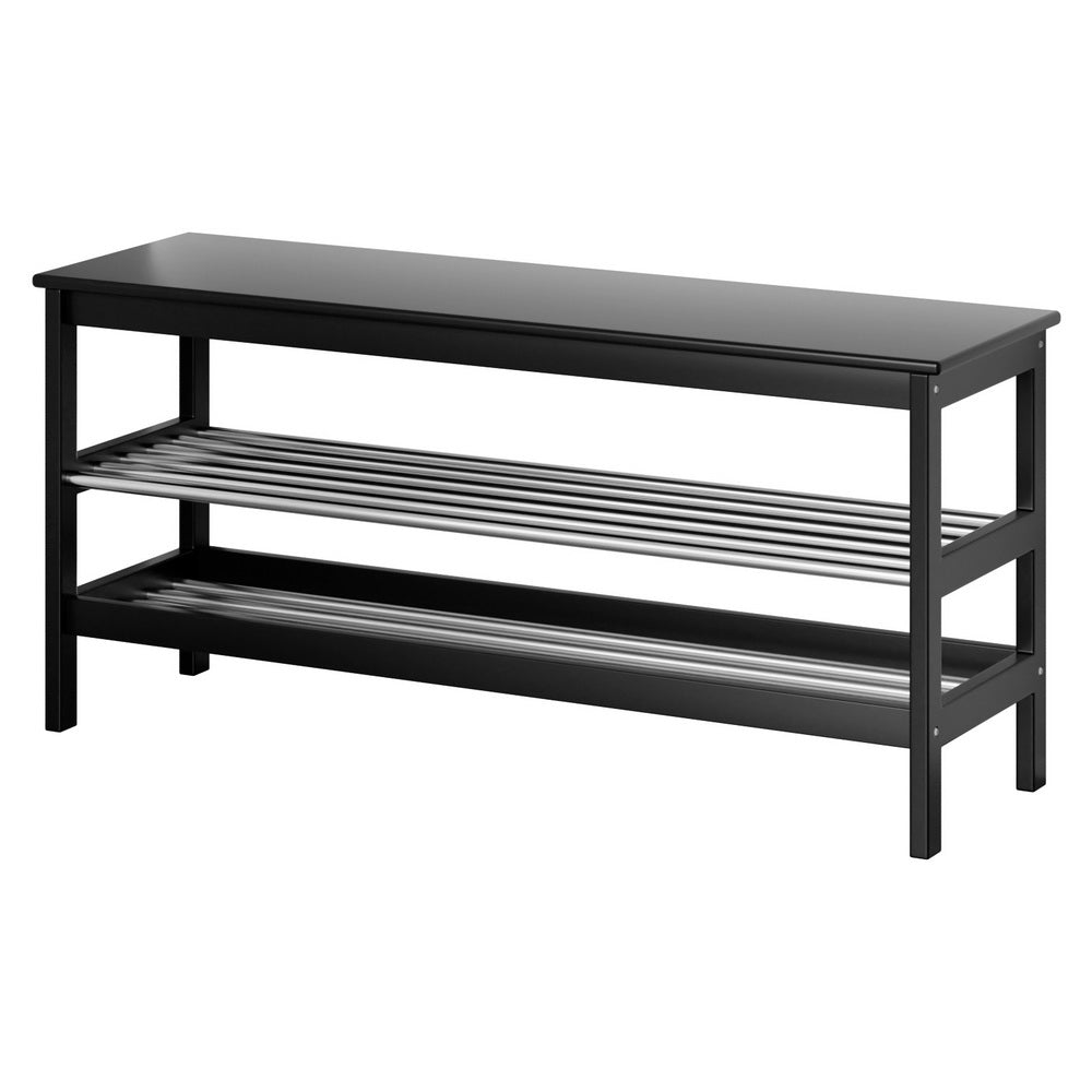 Kubota 10-Pair Bamboo Shoe Rack Bench Black