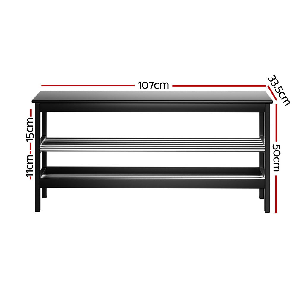 Kubota 10-Pair Bamboo Shoe Rack Bench Black