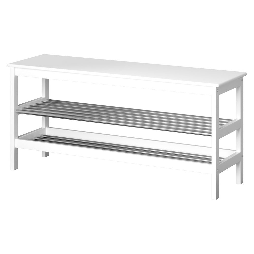 Kubota 10-Pair Bamboo Shoe Rack Bench White