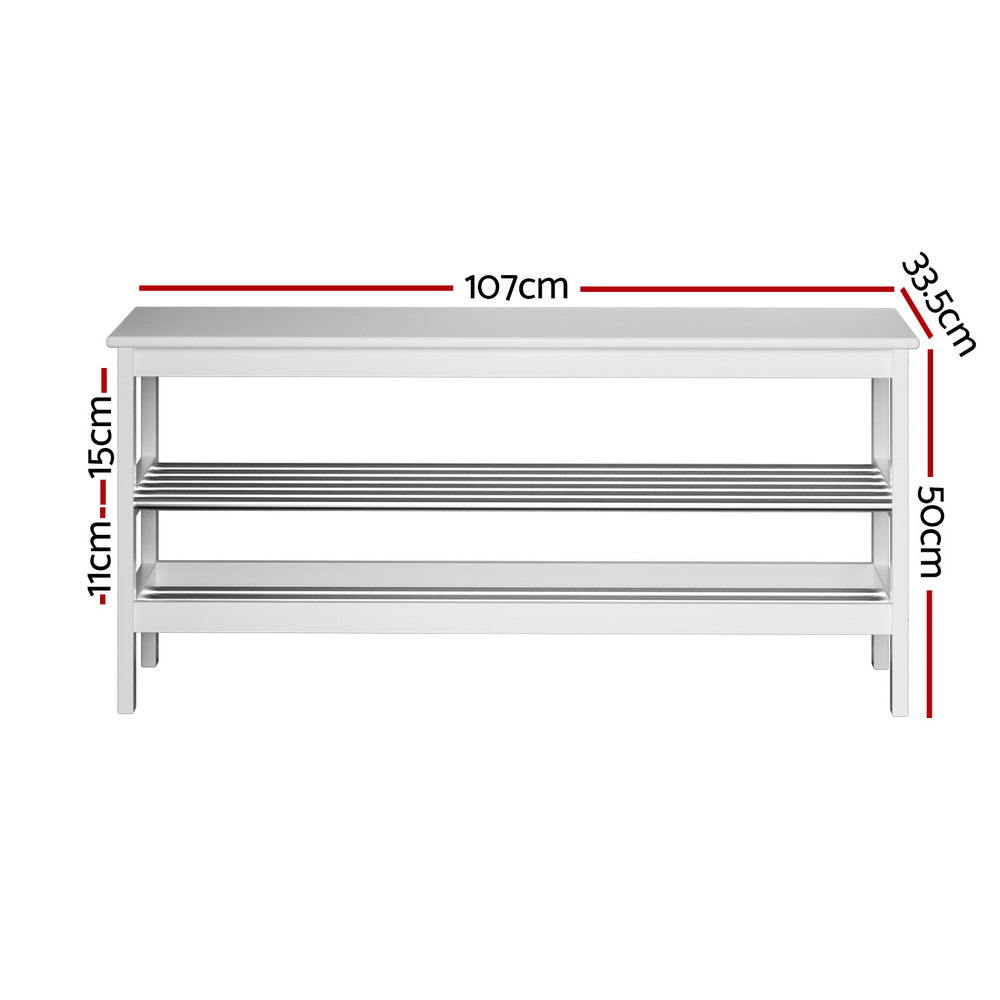 Kubota 10-Pair Bamboo Shoe Rack Bench White