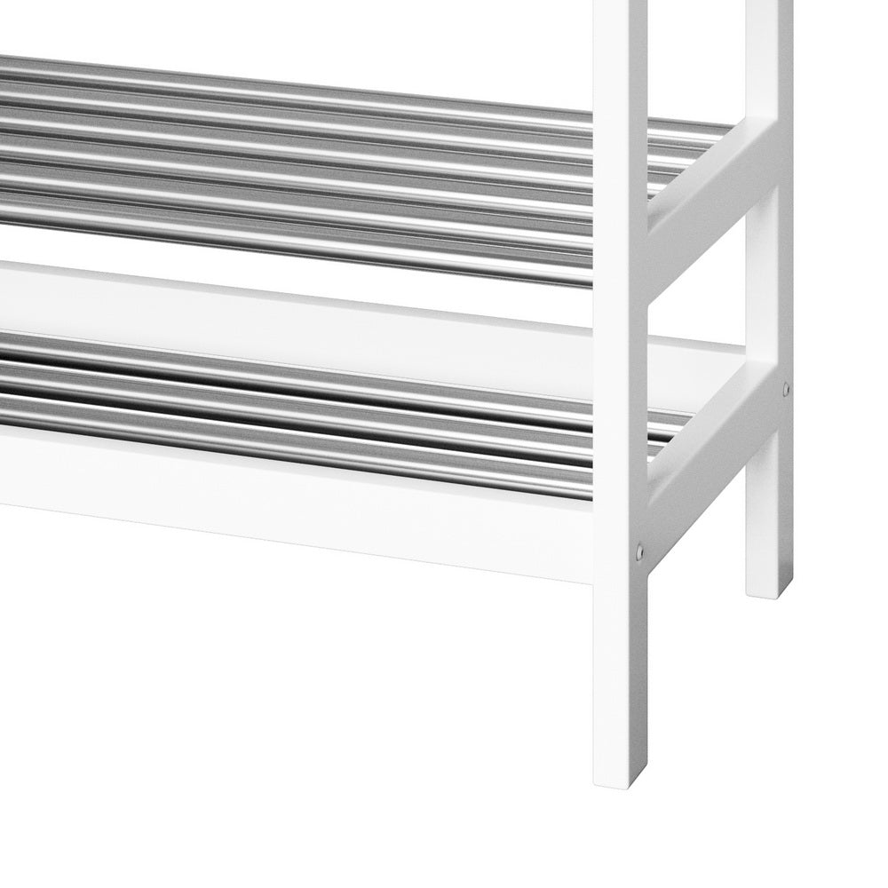 Kubota 10-Pair Bamboo Shoe Rack Bench White
