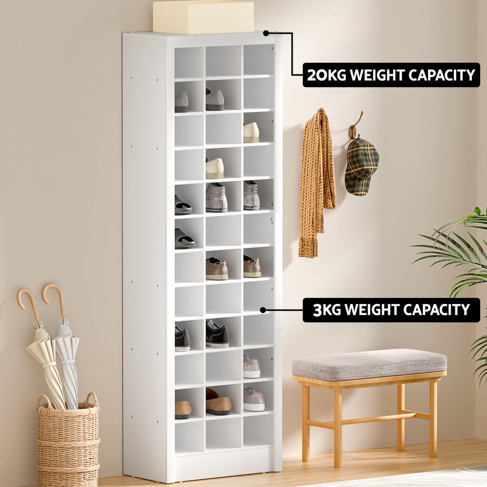 Hutus 12-Tier Shoe Rack 36 Pairs Storage White