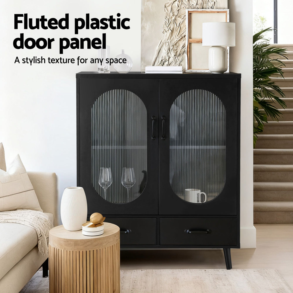 Lency Buffet Sideboard Double Doors Black