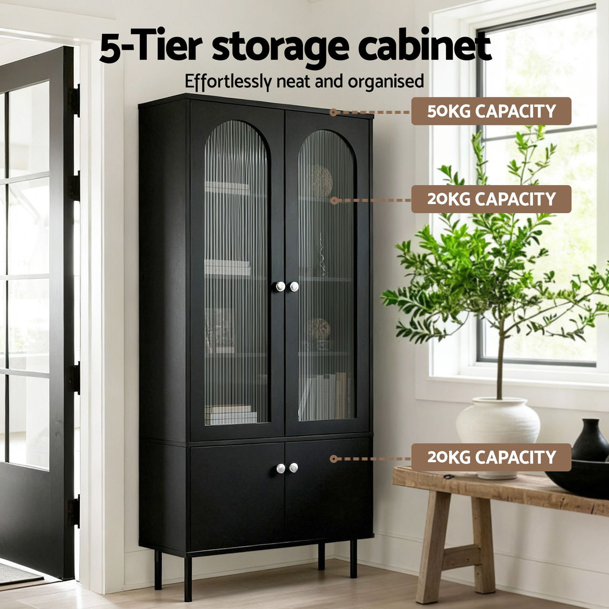 Lency Buffet Sideboard Storage Cupboard Black