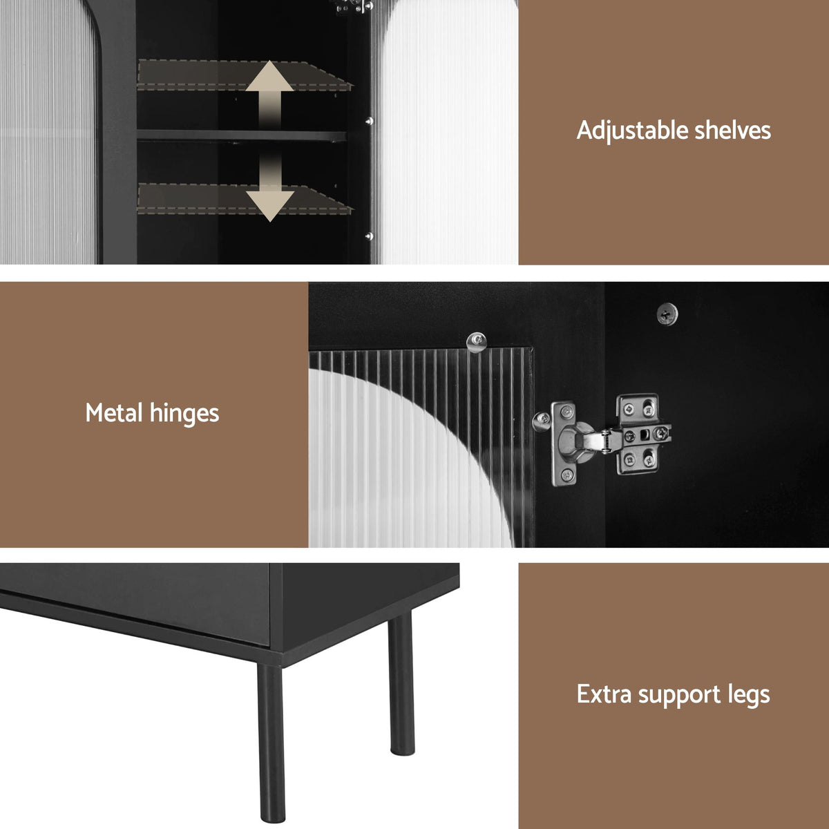 Lency Buffet Sideboard Storage Cupboard Black