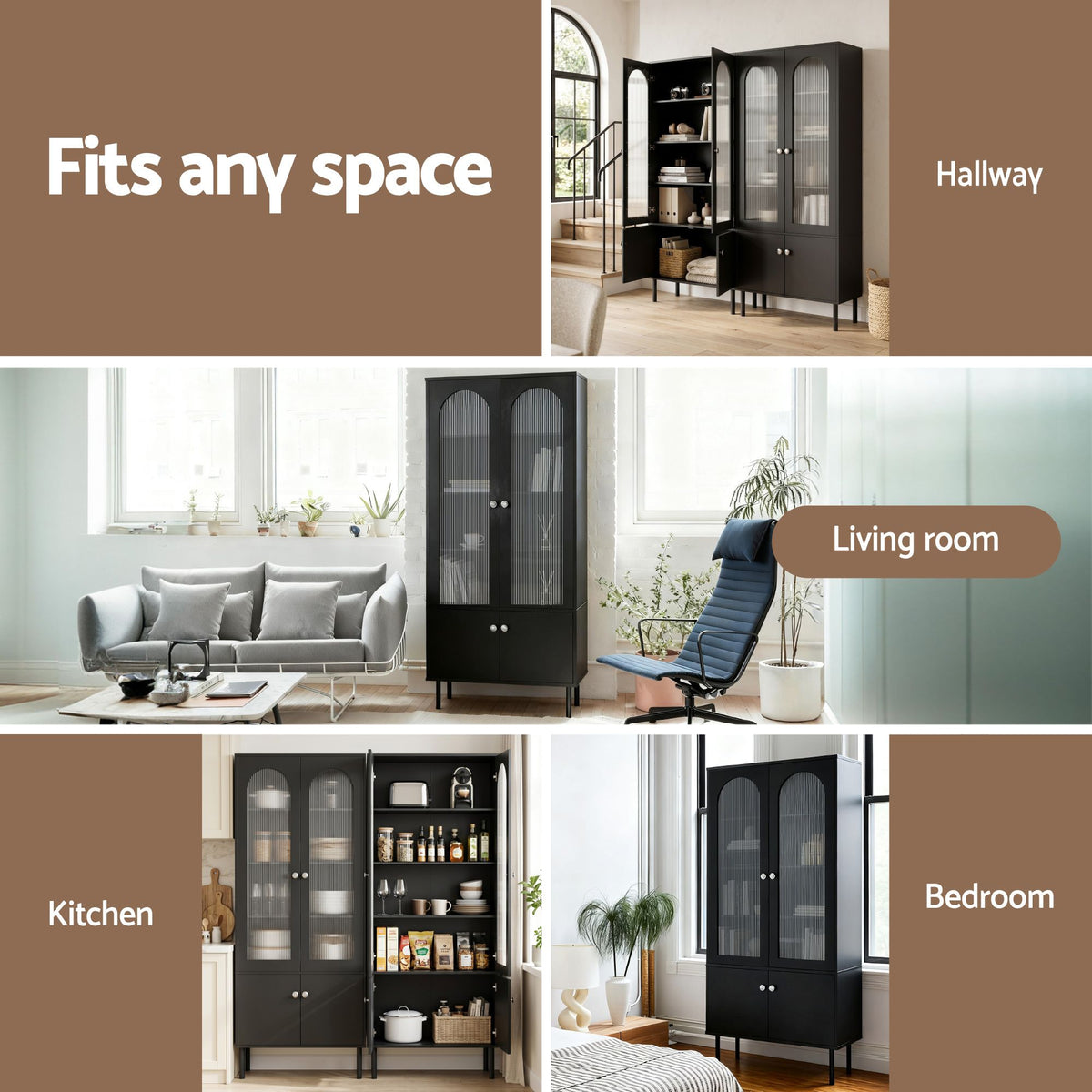 Lency Buffet Sideboard Storage Cupboard Black