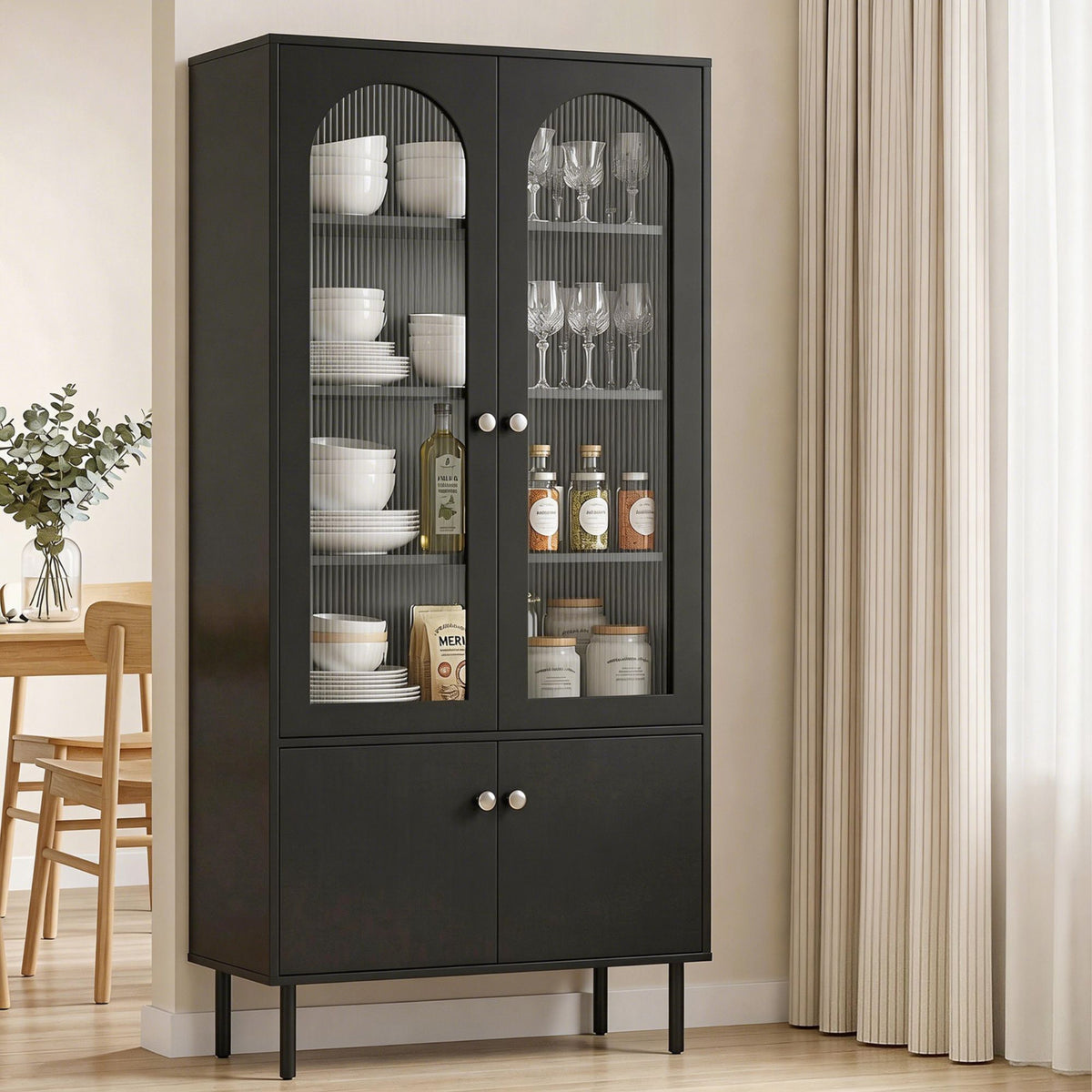 Lency Buffet Sideboard Storage Cupboard Black