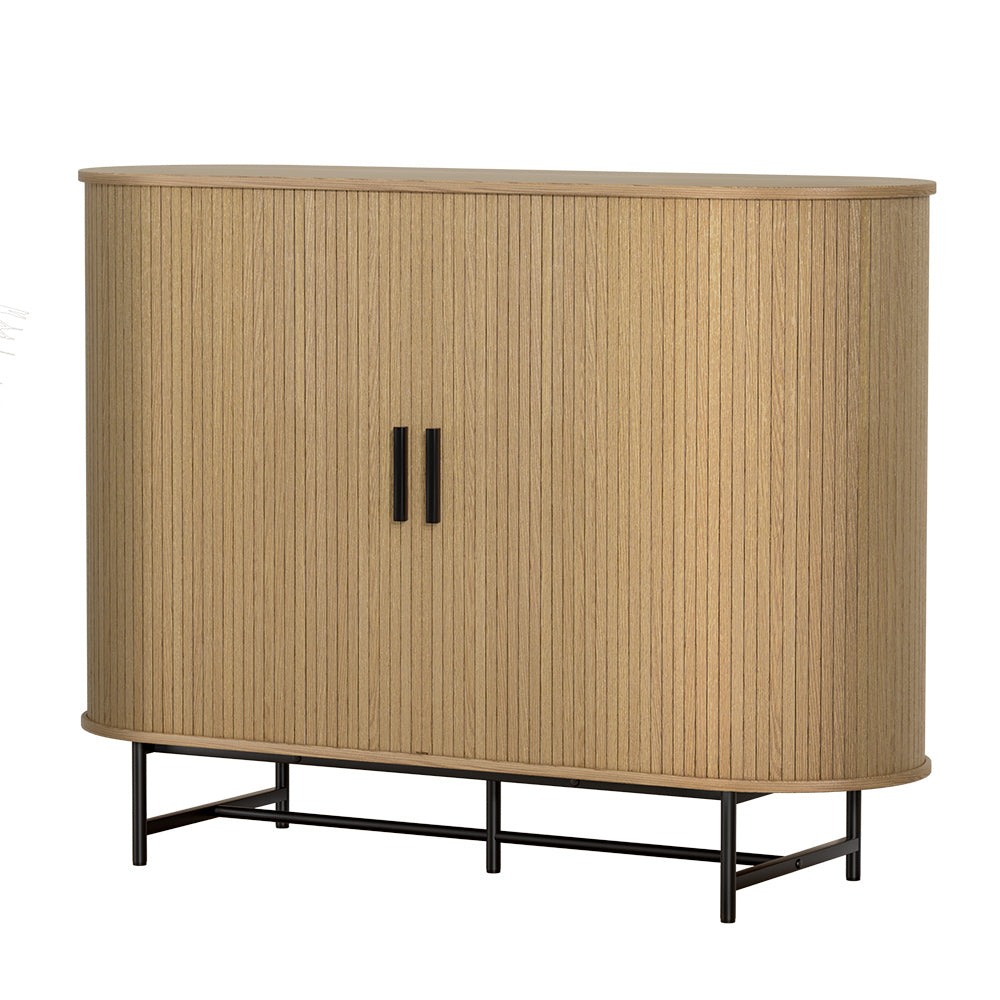 PIIA Oak Buffet Sideboard Sliding Doors Cabinet